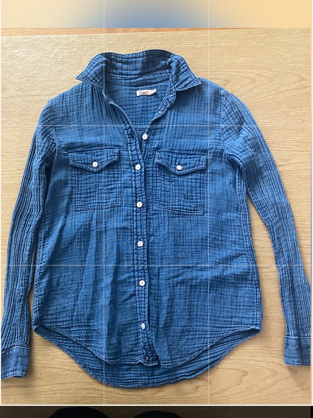 Faherty Indio Organic Gauzy Cotton Button-Up Shirt in Mid Indigo XS